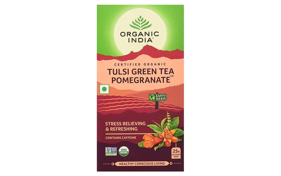 Organic India Tulsi Green Tea Pomegranate   Box  25 pcs
